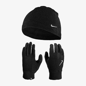 Набор:шапка,перчатки NIKE W FLEECE HAT AND GLOVE SET BLACK/BLACK/SILVER M/L