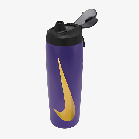 Бутылка NIKE REFUEL BOTTLE LOCKING LID 24 OZ ACTION GRAPE/BLACK/METALLIC GOLD 24OZ