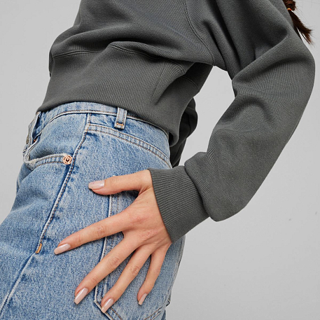 Толстовка Puma CLASSICS+ Relaxed Cropped Hoodie Mineral