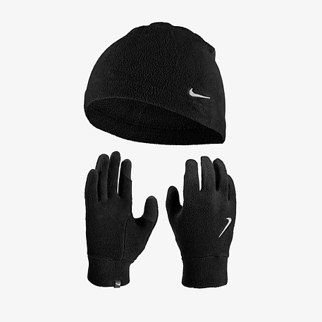 Набор: шапка, перчатки Nike FLEECE HAT AND GLOVE SET BLACK/BLACK/SILVER L/XL