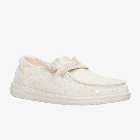 Кроссовки Hey Dude Wendy Sequin Lace Ivory