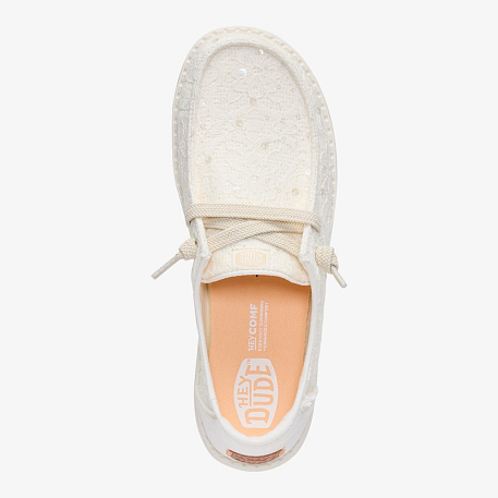 Кроссовки Hey Dude Wendy Sequin Lace Ivory