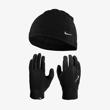 Набор: шапка, перчатки Nike FLEECE HAT AND GLOVE SET BLACK/BLACK/SILVER S/M