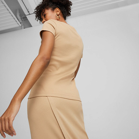 Футболка Puma CLASSICS Ribbed Slim Tee Prairie Tan