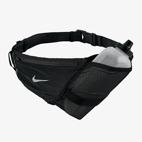 Сумка на пояс с бутылкой NIKE FLEX STRIDE BOTTLE BELT 22 OZ BLACK/BLACK/SILVER OSFM