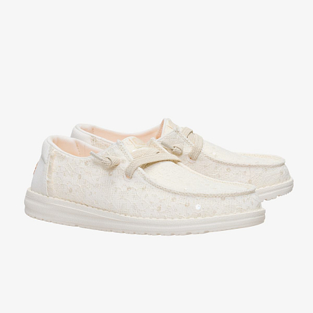 Кроссовки Hey Dude Wendy Sequin Lace Ivory